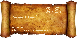 Remes Elemér névjegykártya