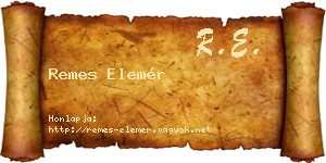 Remes Elemér névjegykártya